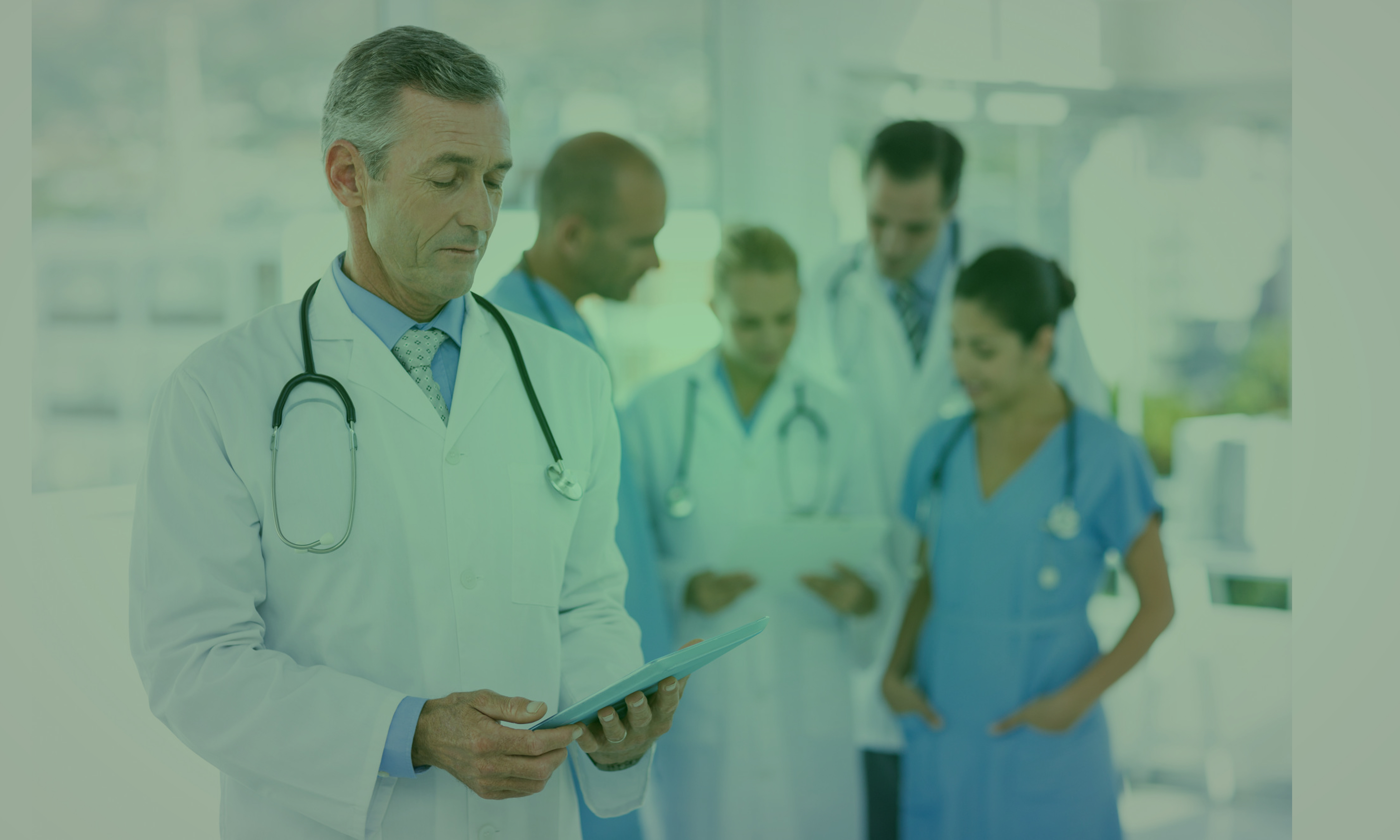 Medical professionals in clinical setting